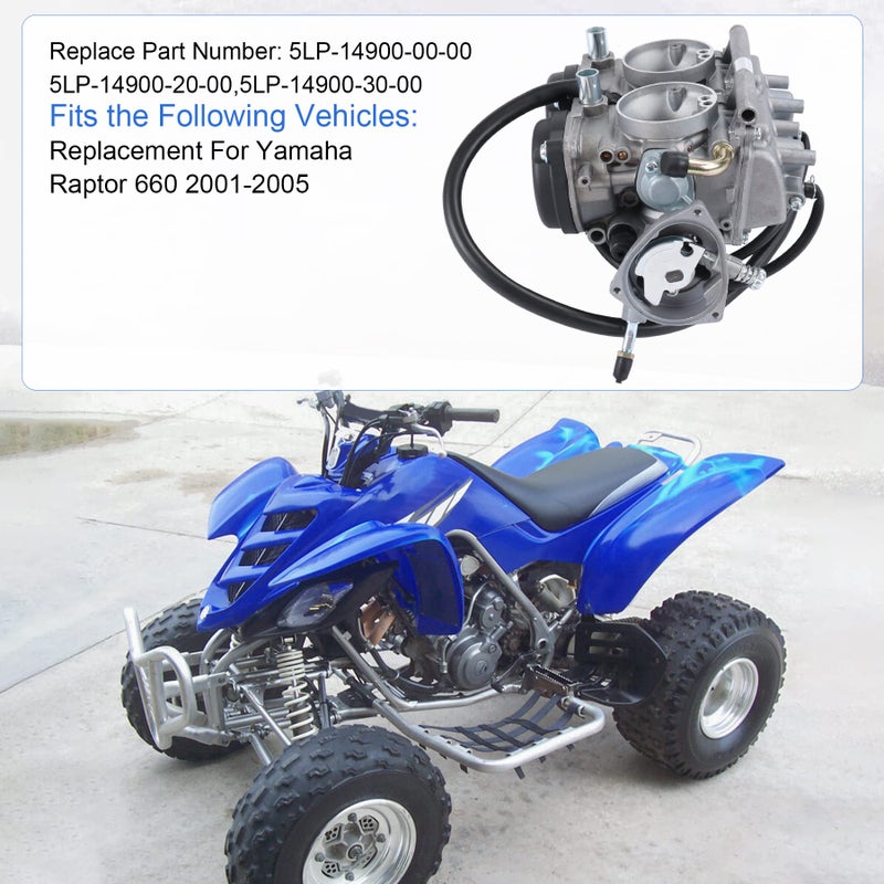 JDMSPEED New Carburetor Replacement For Yamaha Raptor 660 660R YFM660 YFM 660R ATV Quad Carb 2001 2002 2003 2004 2005 Replaces 5LP-14900-00-00 5LP-14900-20-00 5LP-14900-30-00 - Image 2